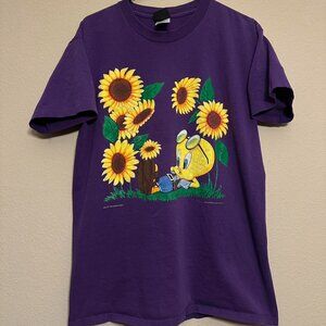 Vintage 1994 Looney Tunes Tweety Bird Sunflower Purple Tee Size: Large